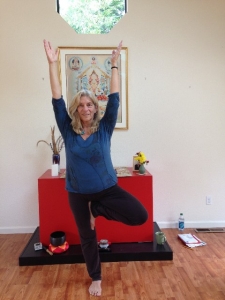 Ruth demonstrating yoga pose