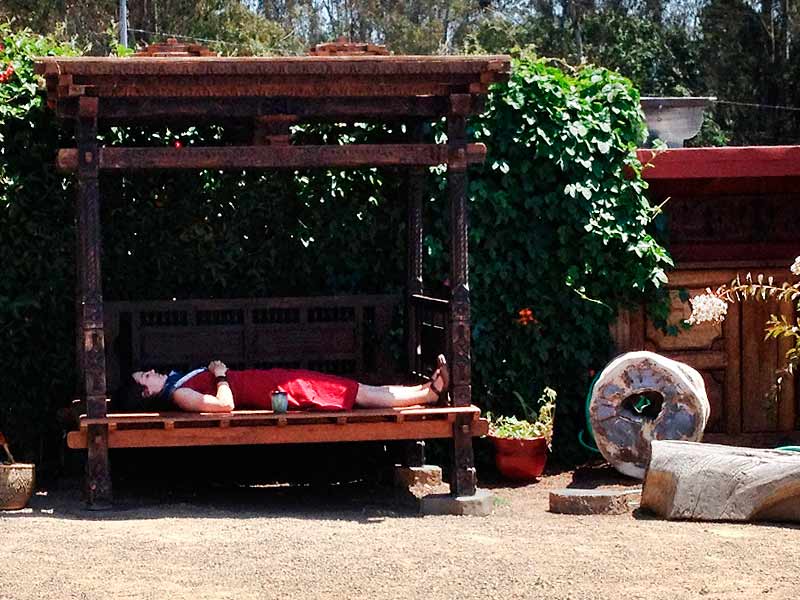 photo of person laying down in gazebo
